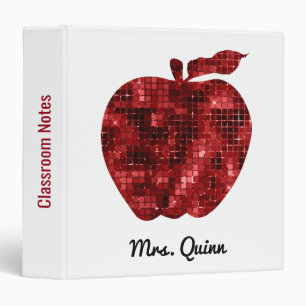 Classeur La salle de classe rouge d'Apple de paillette de