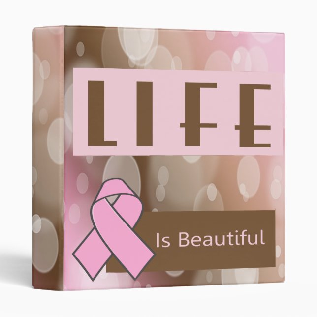 Classeur La vie est Beautiiful, survivant de cancer du sein (Devant/Côté)