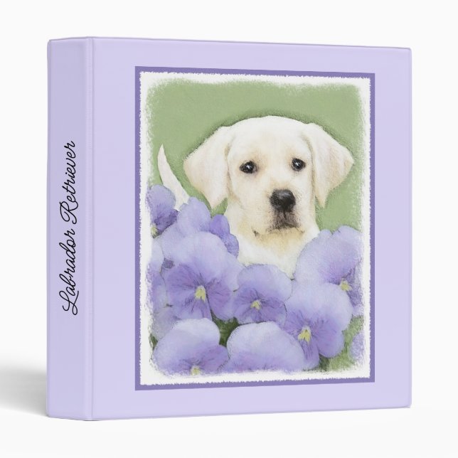 Classeur Labrador Retriever Puppy Painting Original Chien A (Devant/Côté)