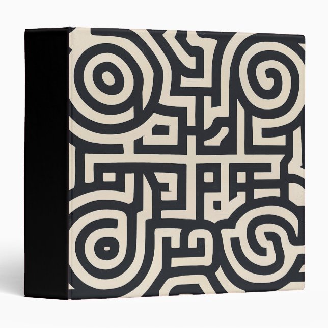 Classeur labyrinthe noir et blanc (Devant/Côté)