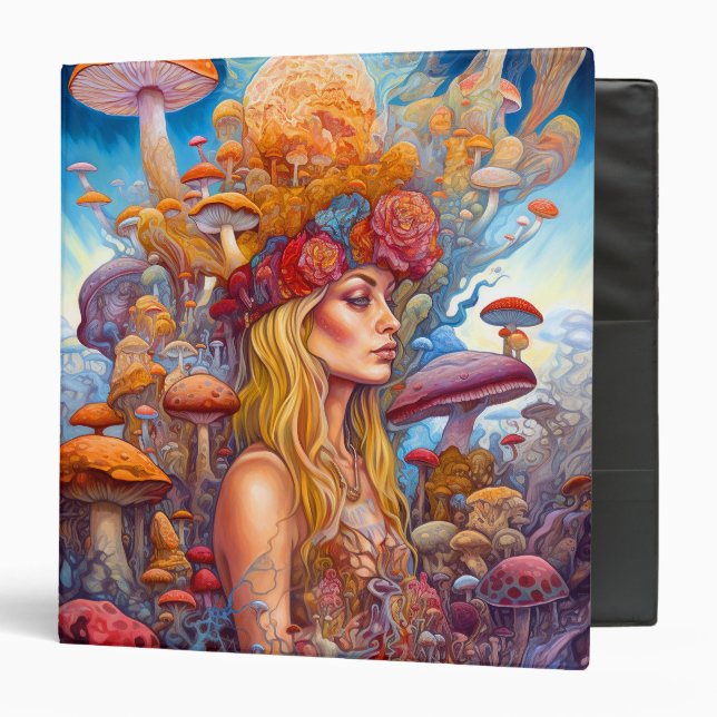 Classeur Lady Et Champignons Surreal Imaginaire Art (Devant/Intérieur)