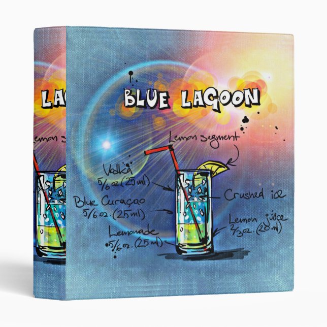 Classeur Lagon Bleu (#12 sur 12 jeux de recettes de boisson (Devant/Côté)