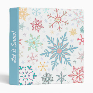 Classeur Laissez lui neiger Noël en pastel de flocons de