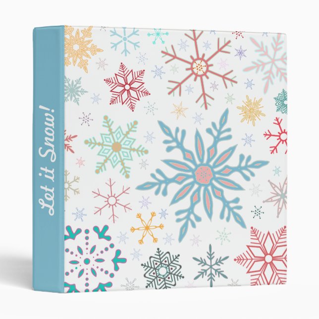 Classeur Laissez lui neiger Noël en pastel de flocons de (Devant/Côté)