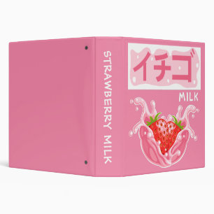 Classeur Lait de fraise rose japonais esthétique