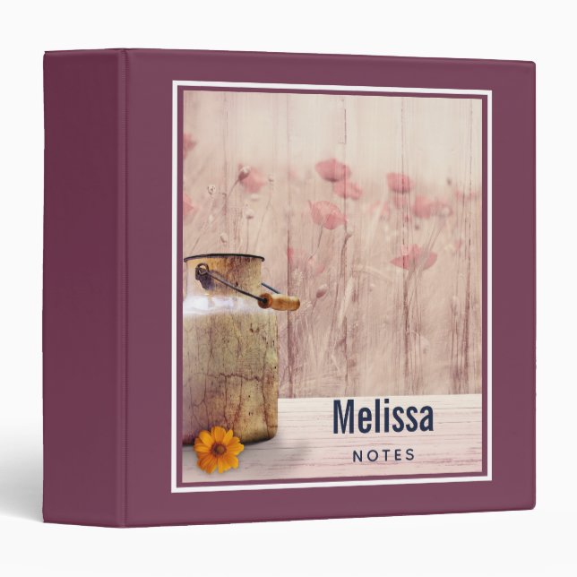 Classeur Lait rustique peut style rustique sur bois (Devant/Côté)