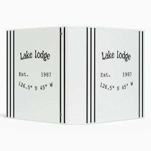 Classeur Lake house et. Date année coordonnées personnalisé