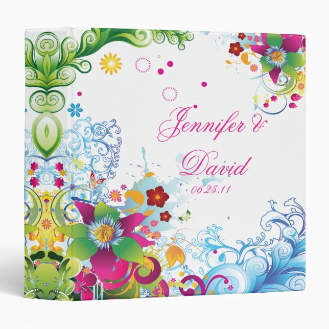 Classeur L'album floral abstrait de mariage refont (Devant/Côté)