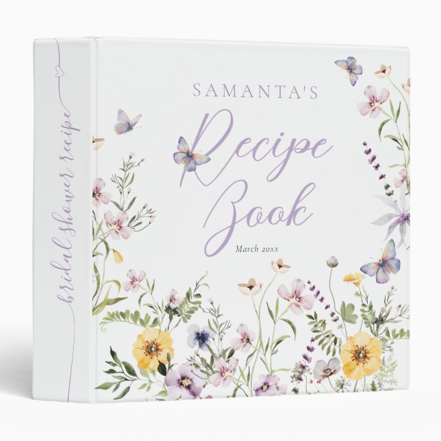 Classeur Lancement de papillon violet floral Shower de mari (Devant/Côté)