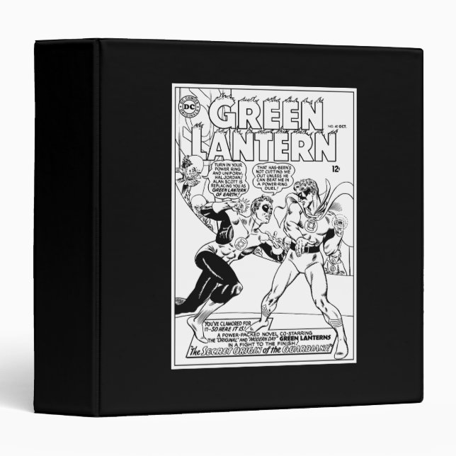 Classeur Lanterne verte dans l'anneau, noir et blanc (Devant/Côté)
