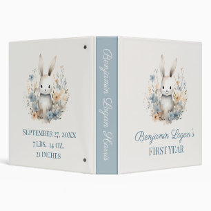 Classeur Lapin et fleurs Baby Boy's First Year Scrapbook