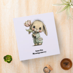 Classeur Lapin mignon tenant une Tulipe