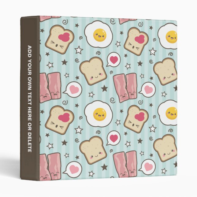 Classeur Lard de Kawaii et sandwich déconstruit par oeuf au (Devant/Côté)