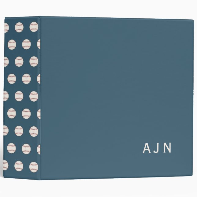 Classeur Large Blue Monogrammed Baseball Binder (Devant/Côté)