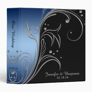 Classeur L'argent de noir de gradient de bleu marine #2 met