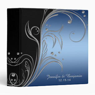Classeur L'argent de noir de gradient de bleu marine met en