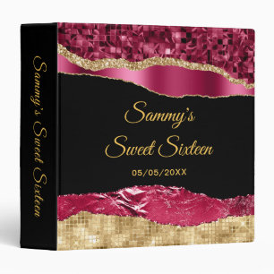 Classeur Larmes de Glam Bourgogne et Or Sweet Sixteen