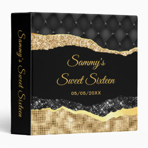 Classeur Larmes de Glam Noir et Or Sweet Sixteen