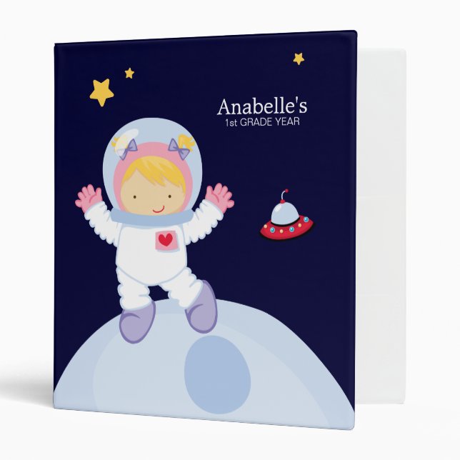Classeur L'astronaute Girl Kid personnalisée (Devant/intérieur)
