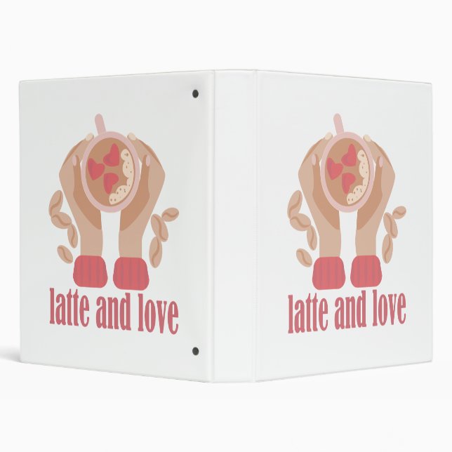 Classeur Latte et coupe d'amour, mains et citation de café (Arrière-plan)