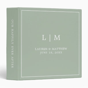 Classeur Lauren Sage Green Monogramme Mariage élégant