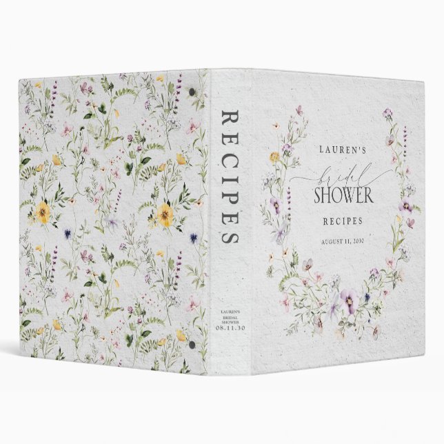 Classeur Lavande Aquarelle Fleurs Sauvages pour la Mariée (Arrière-plan)