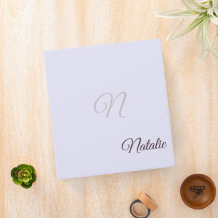 Classeur Lavande couleur unie monogrammée