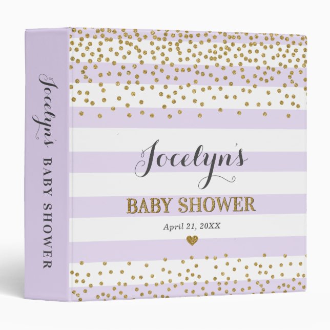 Classeur Lavender Gold Baby shower Organisateur de conserva (Devant/Côté)