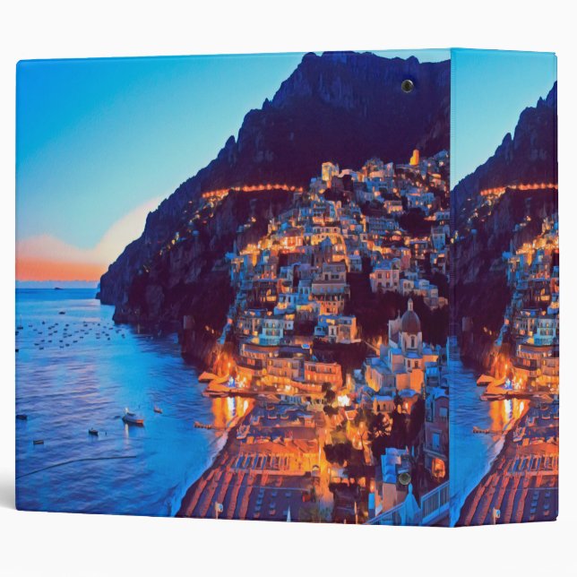 Classeur ldp POSITANO Côte Amalfi - coucher de soleil pris  (Dos/Côté)