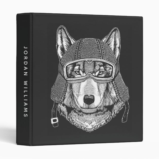 Classeur Le cavalier de moto de chien de loup | ajoutent (Devant/Côté)