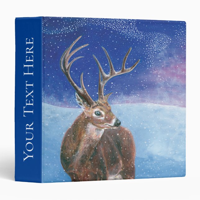 Classeur Le cerf rouge (Cervus elaphus) en hiver (Devant/Côté)
