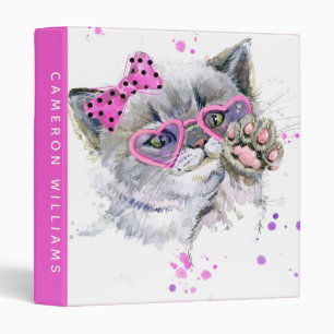 Classeur Le chaton mignon d'aquarelle ajoutent votre nom