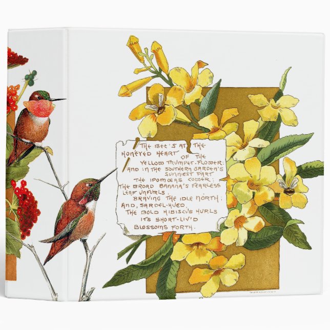 Classeur Le colibri fleurit le poème floral d'île de (Devant/Côté)