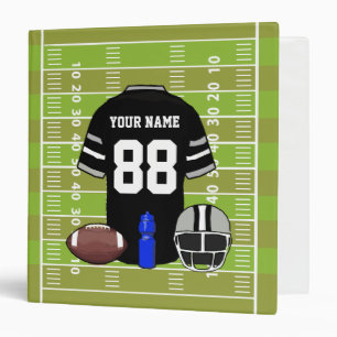 Classeur Le football noir et gris fait sur commande Jersey