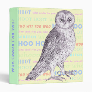 Classeur Le hibou retentit le livre de cuisine ou le carnet