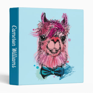 Classeur Le lama rose mignon   ajoutent votre nom