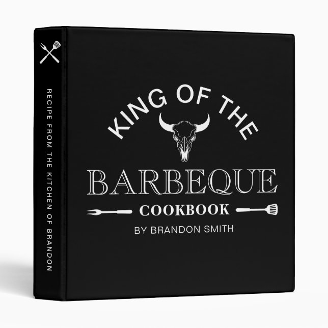 Classeur Le Livre De Cookbook Du Roi Du Barbecue | Nom pers (Devant/Côté)