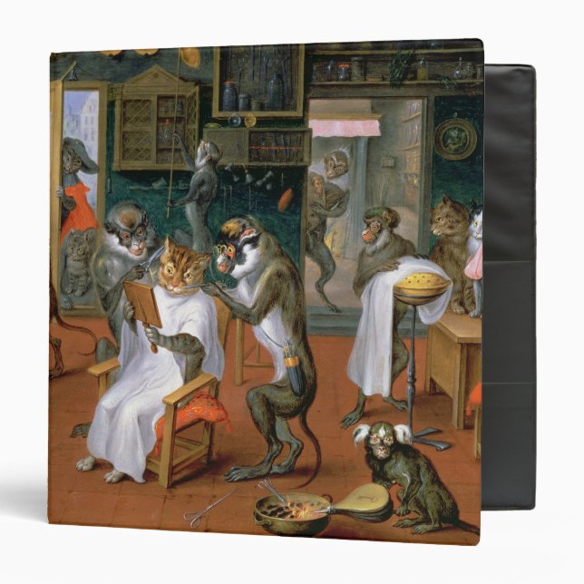 Classeur Le magasin de coiffeur avec des singes et des (Devant/Intérieur)