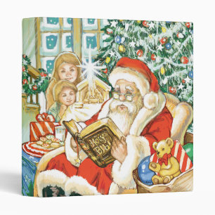 Classeur Le père noël lisant la bible le réveillon de No