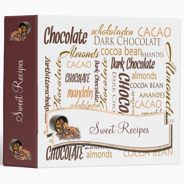 Classeur Le peu et les amandes de chocolat se ferment vers (Devant/Côté)
