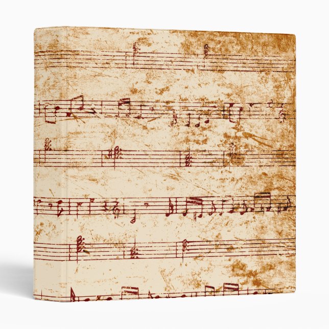 Classeur Le piano grunge note la feuille de musique (Devant/Côté)