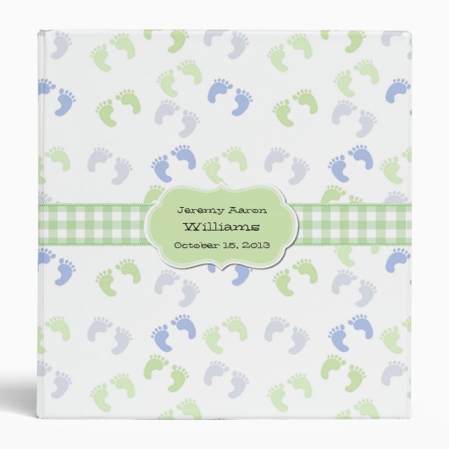 Classeur Le pied bleu et vert de bébé imprime l'album fait (Devant)