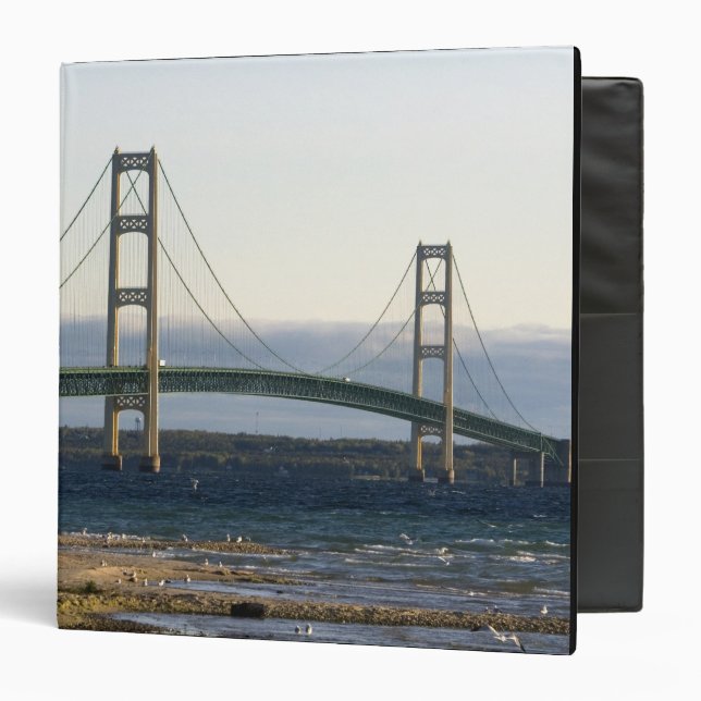 Classeur Le pont Mackinac enjambant les détroits de 4 (Devant/Intérieur)