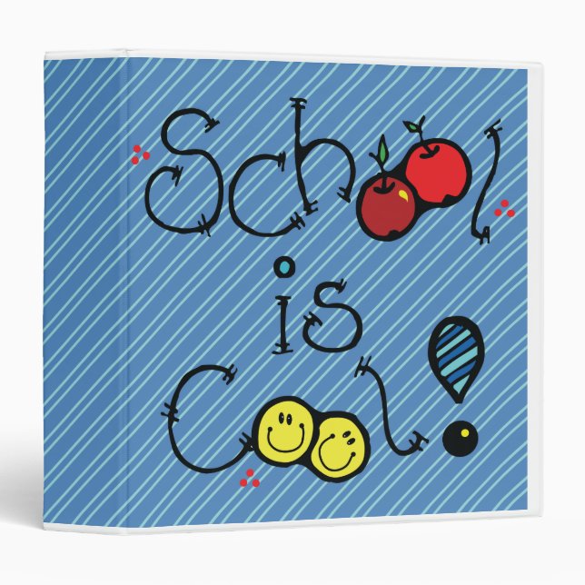 Classeur l'école est le carnet bleu cool (Devant/Côté)