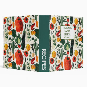 Classeur Légumes peints à la main Recette personnalisée