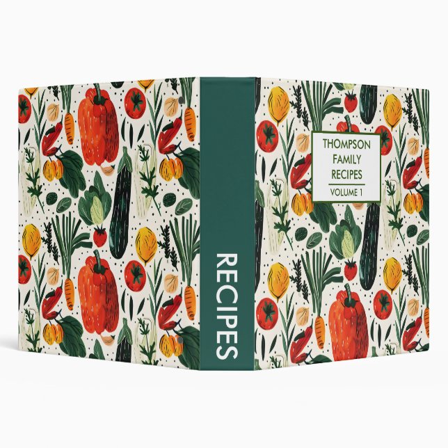 Classeur Légumes peints à la main Recette personnalisée (Arrière-plan)