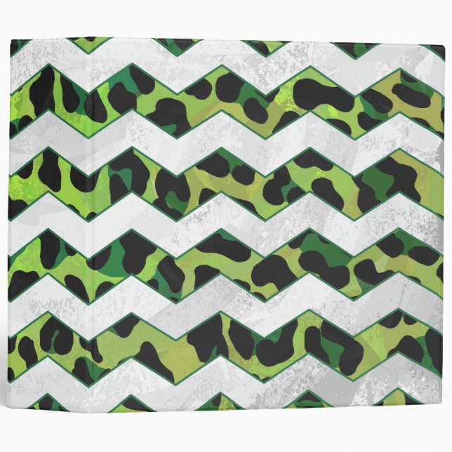 Classeur Leopard Chevron noir et vert (Devant/Côté)