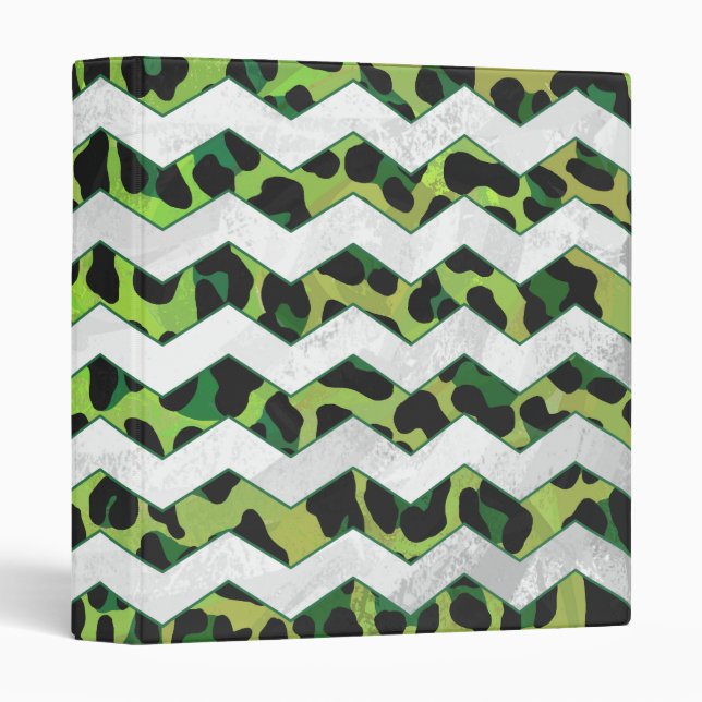 Classeur Leopard Chevron noir et vert (Devant/Côté)