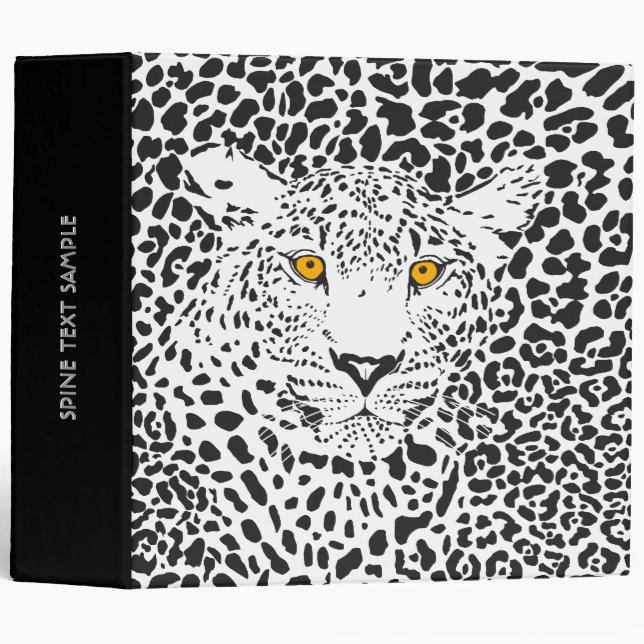 Classeur Léopard noir et blanc Camouflé dans le Motif de po (Devant/Côté)