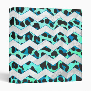 Classeur Léopard noir et Turquoise
